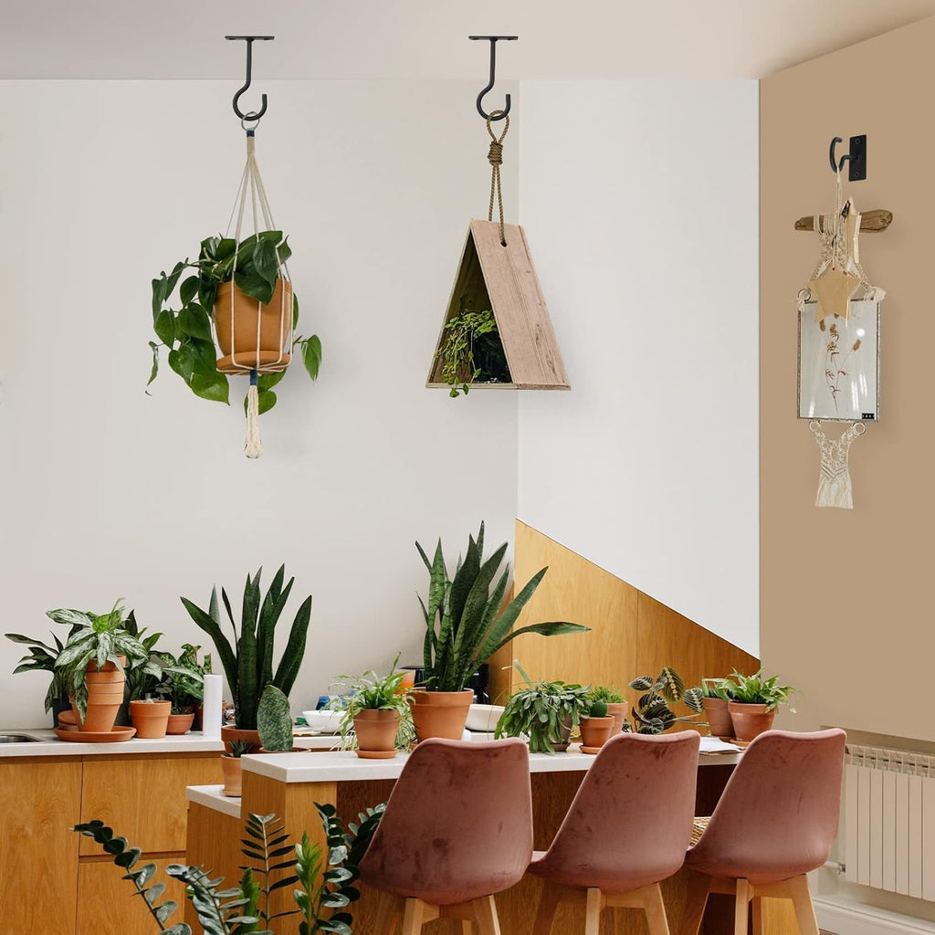 Metal Plant Wall Hooks 50Pack Bulk Hanging Brackets Indoor Black 6In | Decorative heavy duty metal hangers,for flower