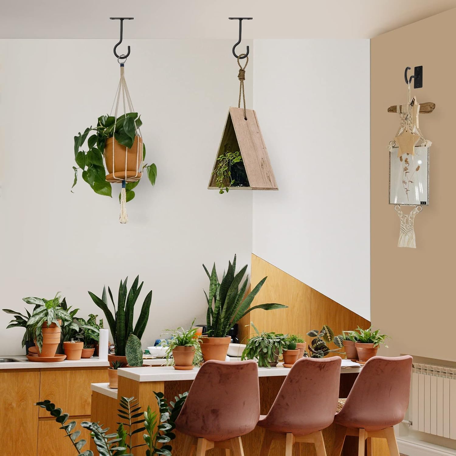 Metal Plant Wall Hooks 50Pack Bulk Hanging Brackets Indoor Black 6In | Decorative heavy duty metal hangers,for flower