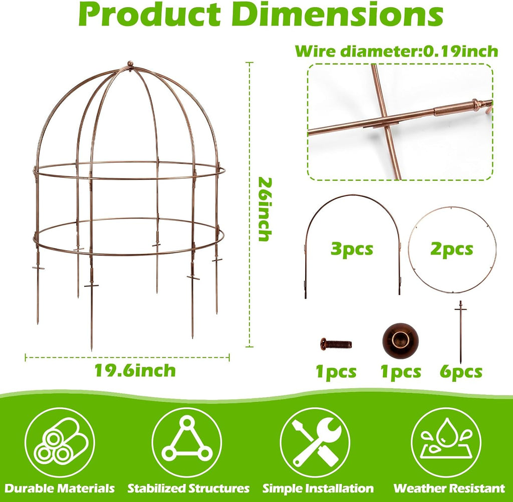 NNG 26 Inch Bird Cage Plant Support, Metal Grow-Through Cage with Dome Top | Garden Flower Trellis for Peonies