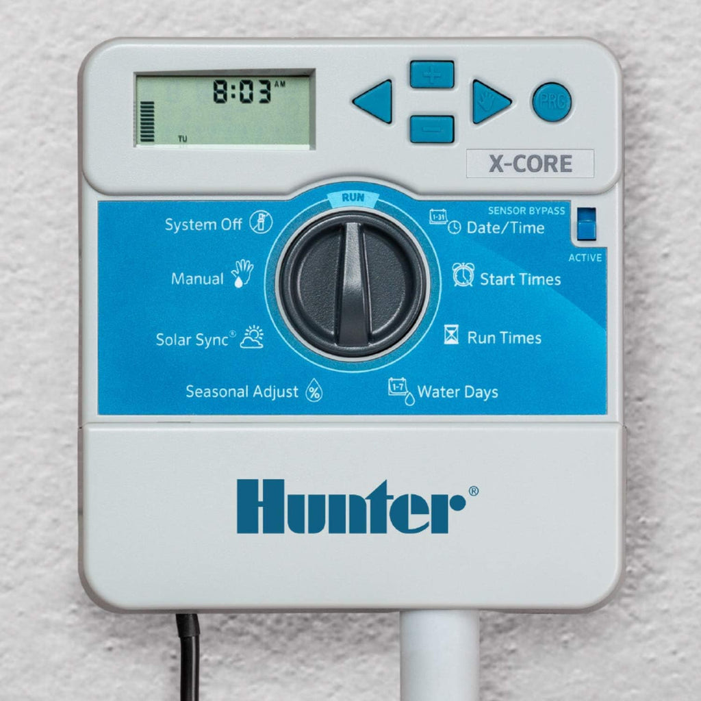 Hunter X-Core XC400i Indoor Sprinkler Timer, 4 Zone Irrigation Controller | Indoor 4 station irrigation controller with