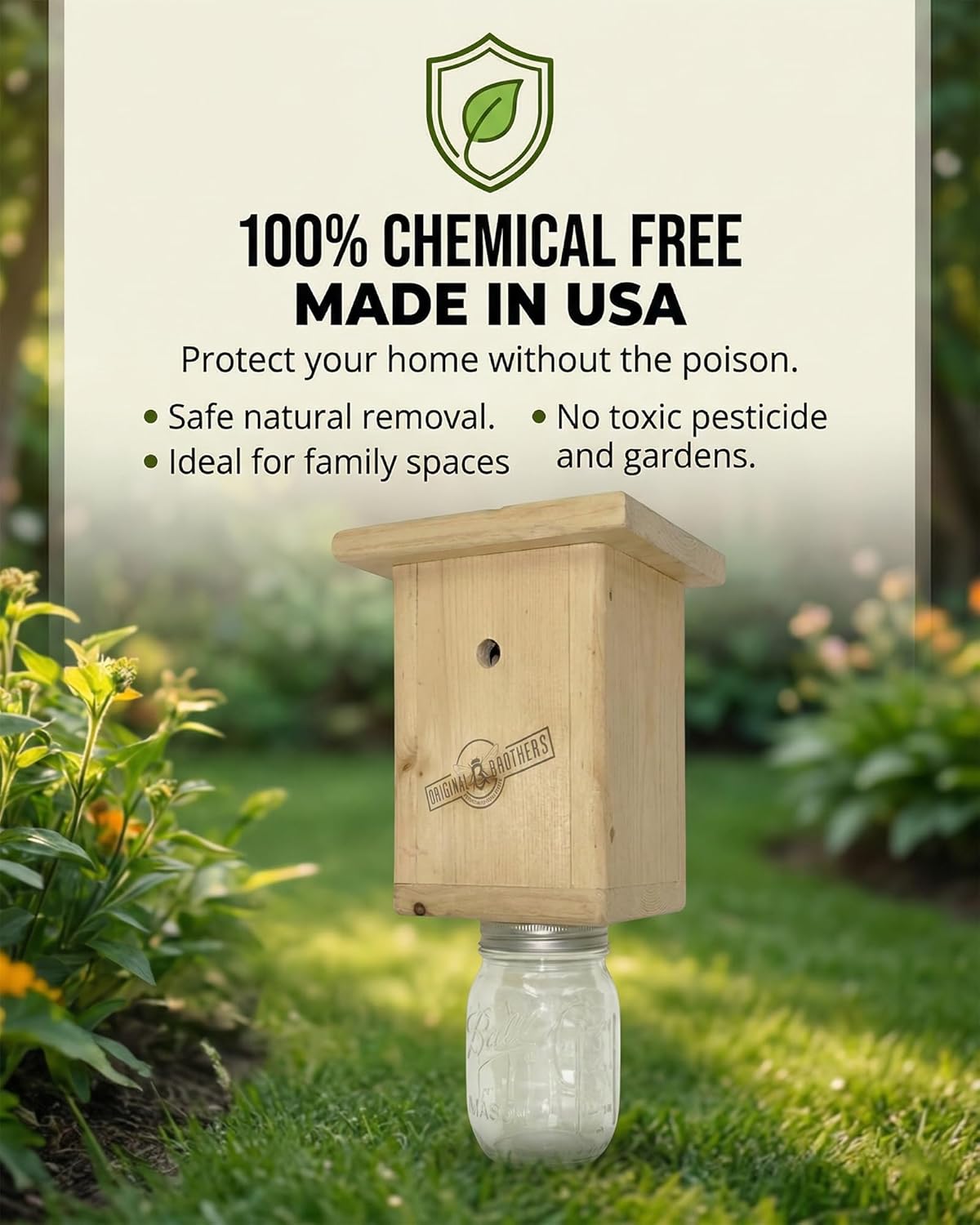 Wooden Carpenter Bee Catchers for Hanging Outdoor Traps Kit - Pack of 1 | Carpenter Bee Traps for Home, Yard, Garden