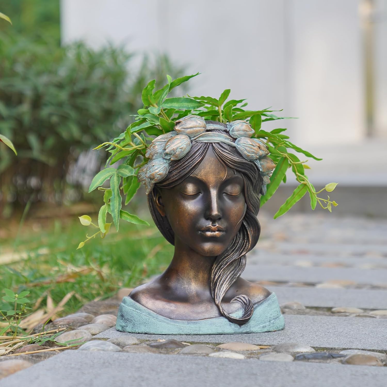 DiliComing Head Planter Face Plant Pots - 10 Inch Flower Pot Succulents Large Outdoor Planters Indoor with Drainage