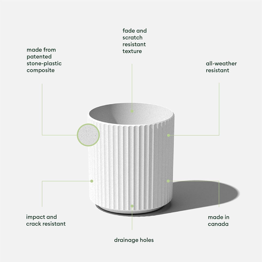 Veradek Demi Series Round Planter for Porch, Patio, Backyard | Durable Plastic-Concrete Material | Modern Décor for