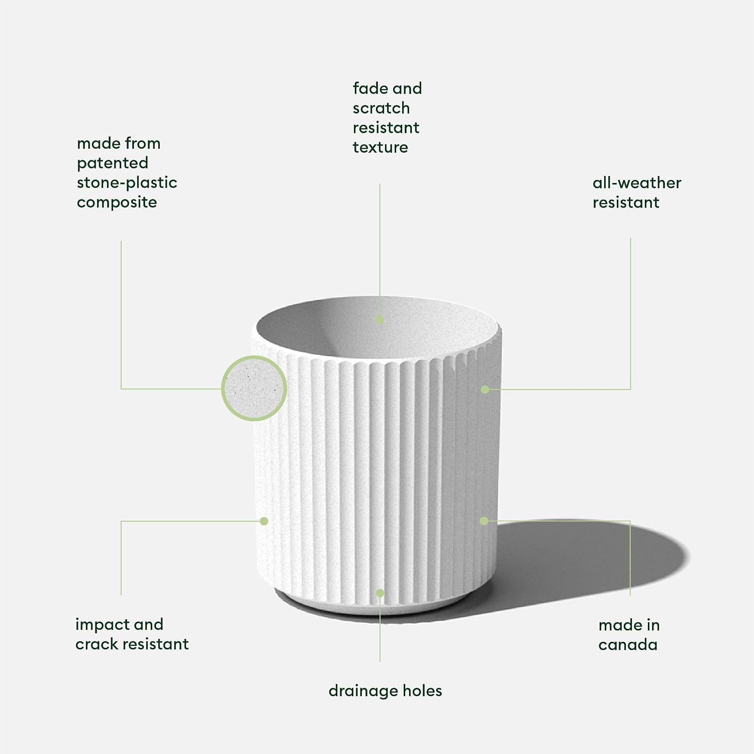 Veradek Demi Series Round Planter for Porch, Patio, Backyard | Durable Plastic-Concrete Material | Modern Décor for