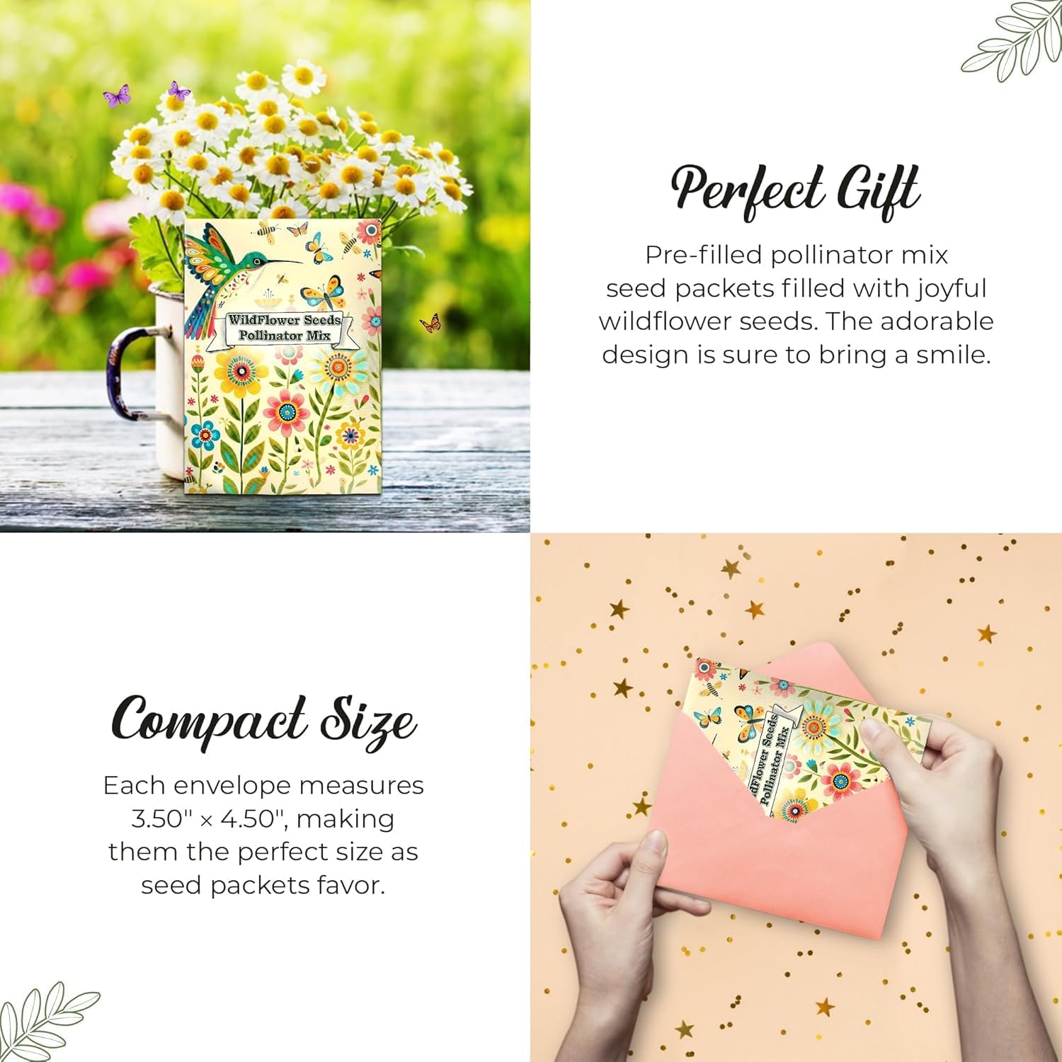 25 Wildflower Seed Packets - Pollinator Seed Mix for Guests - Thank You Gifts Party Favors - Gifts Wild Flower Throw