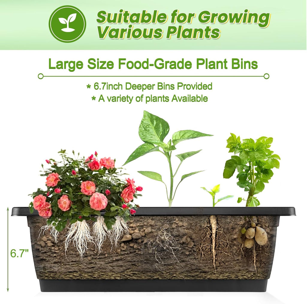 TEANDE Vertical Raised Garden Bed with Lockable Wheels, 5-Tier Elevated Planter Box w/Drainage System & 4 Hooks for