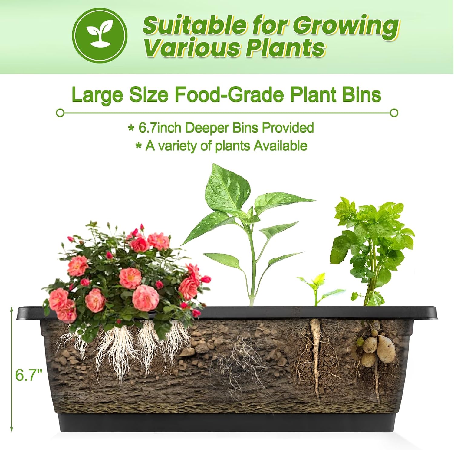 TEANDE Vertical Raised Garden Bed with Lockable Wheels, 5-Tier Elevated Planter Box w/Drainage System & 4 Hooks for