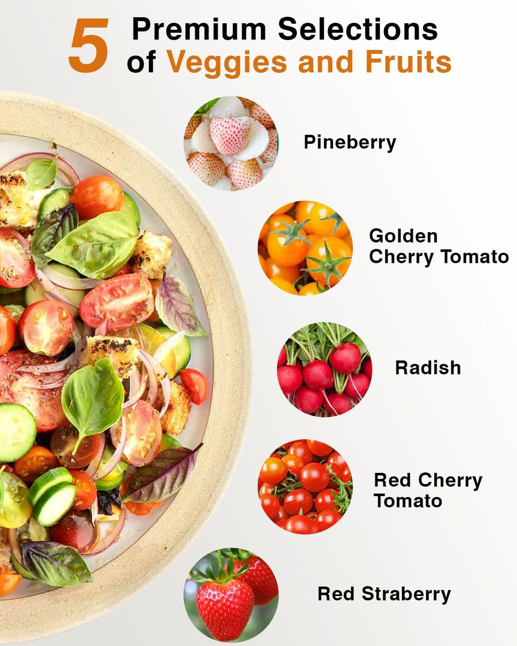 Red Strawberry and Pineberry Seed Pod Kit for AeroGarden, idoo, Ahopegarden with Red Strawberry, Radish, Pineberry,Red