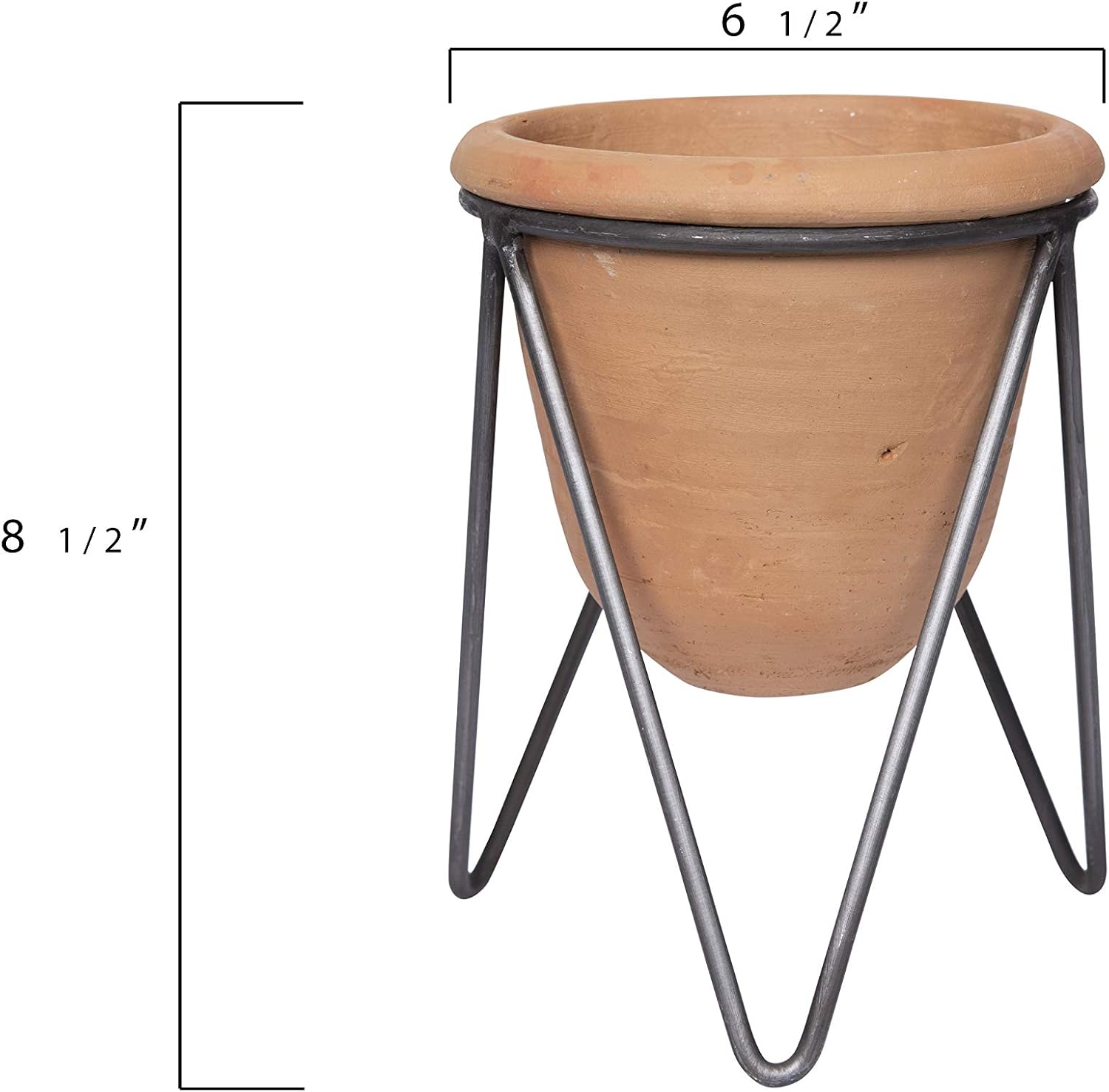 Creative Co-Op Terracotta Pot with Metal Stand