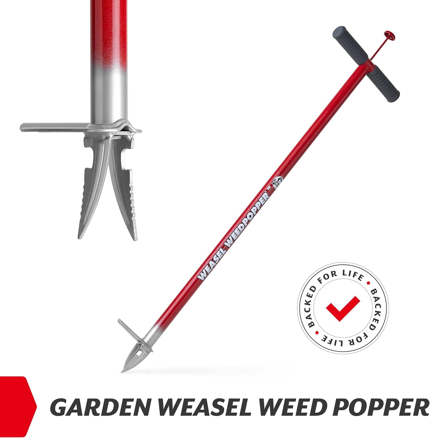 GARDEN WEASEL Stand Up Weed Puller Remover Tool for Dandelion Root Removal | Heavy duty steel weeder with black