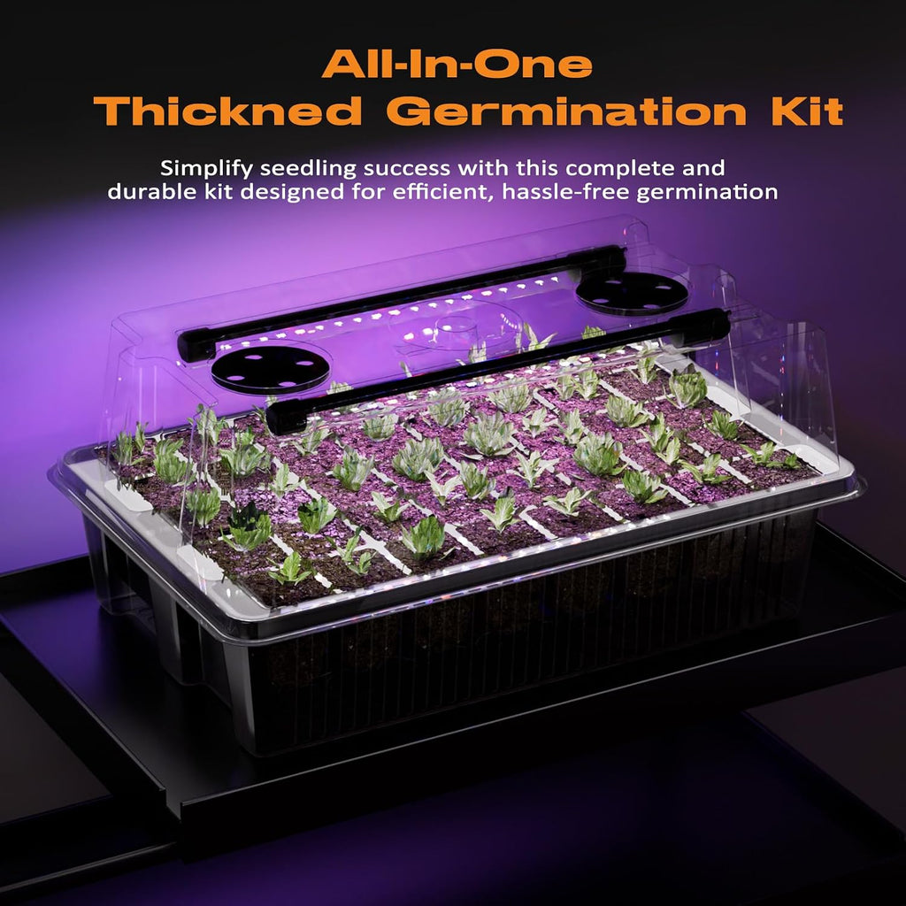 Patigrow 80-Cell Self-Watering Seed Starter Tray with Grow Light, Seed Starter Kit with 4.07” Humidity Dome, Indoor