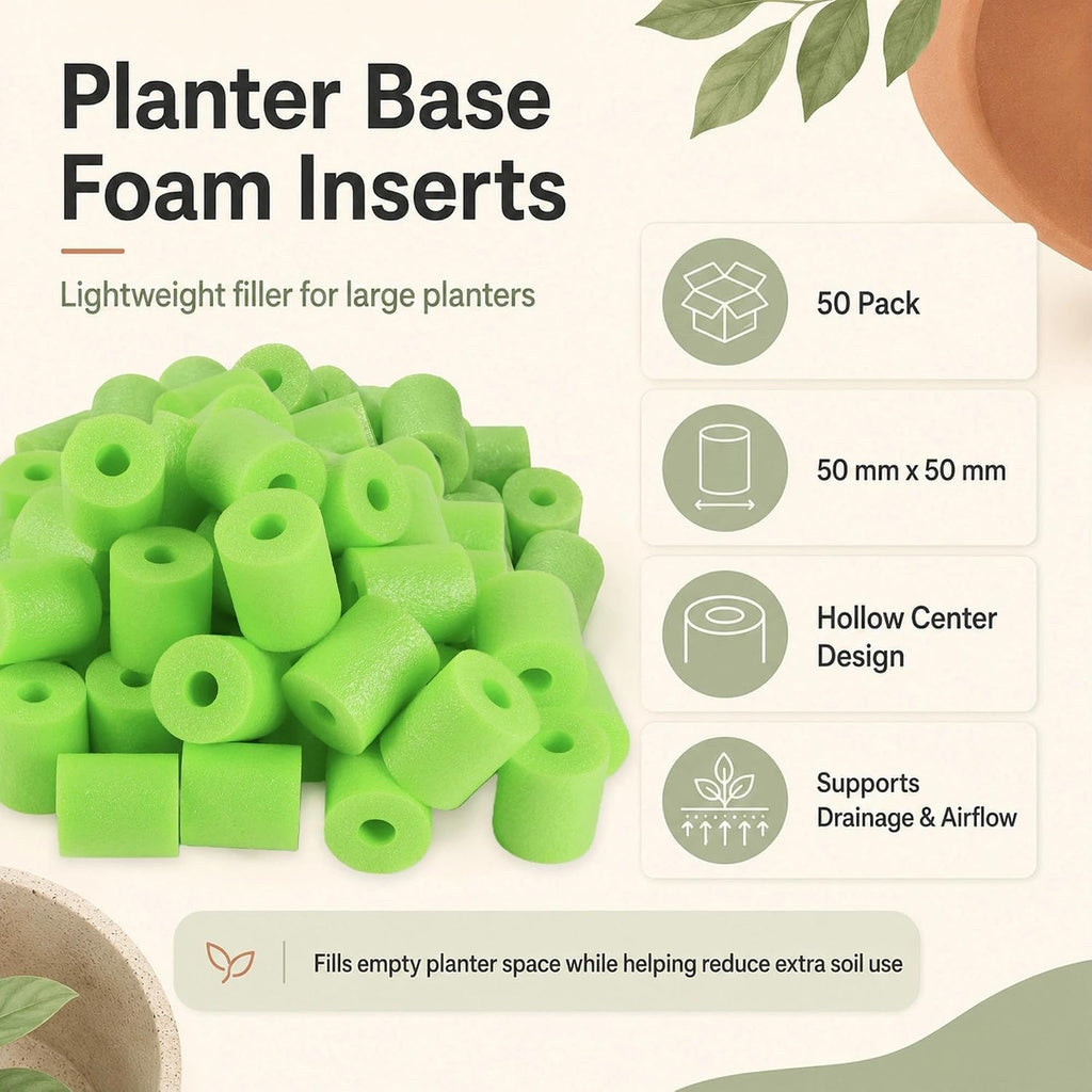 50 Pack Planter Drainage Inserts, Flower Pot Foam Inserts for Outdoor Planters, 50mm Foam Planter Filler, Lightweight