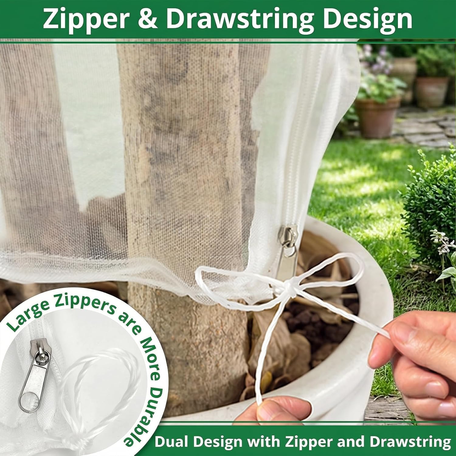 OZMI Bird Netting for Garden, 4 x 4 FT Blueberry Bush Netting Cover with Zipper, Garden Netting for Gardening