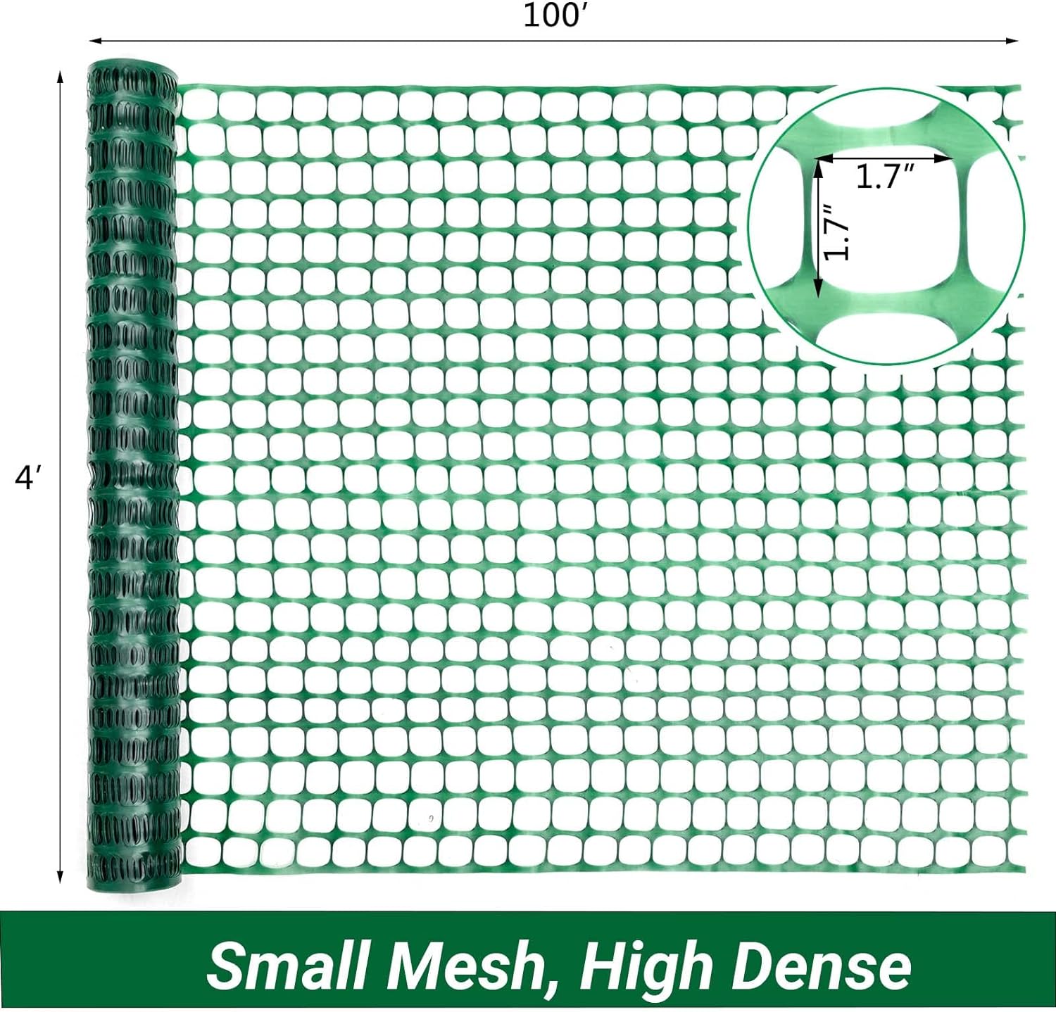 DOEWORKS Plastic Safety Fence, 4 ft x 100 ft Barrier Netting, Green | Large Coverage | Durable Plastic Mesh | Highly