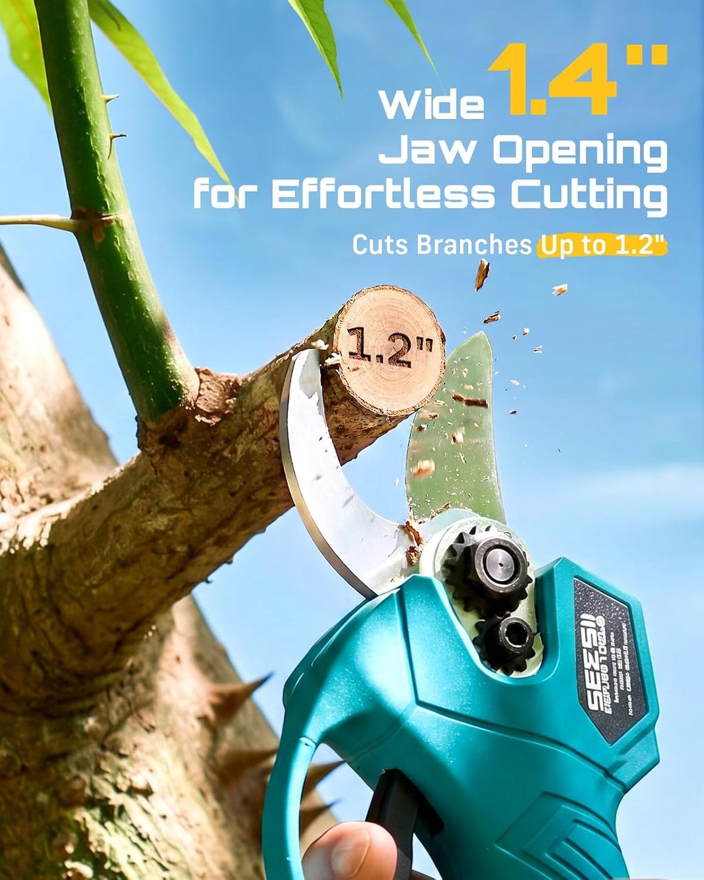 SEESII 3-in-1 Electric Pruning Shears, Cordless Hedge Trimmer & Grass Shear | 1.4'' Pruning Shears, 12" Shrub Trimmer &