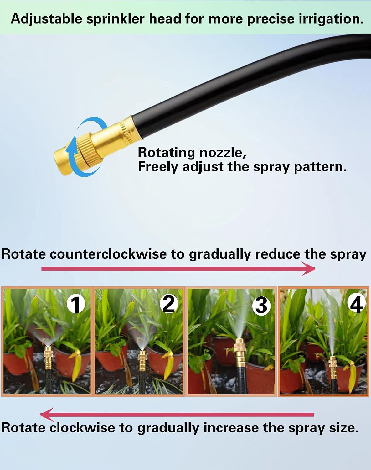 Drip Irrigation System,Automatic Garden Watering System, 360 Degree Adjustable Garden Sprinkler, High Output Mist Spray