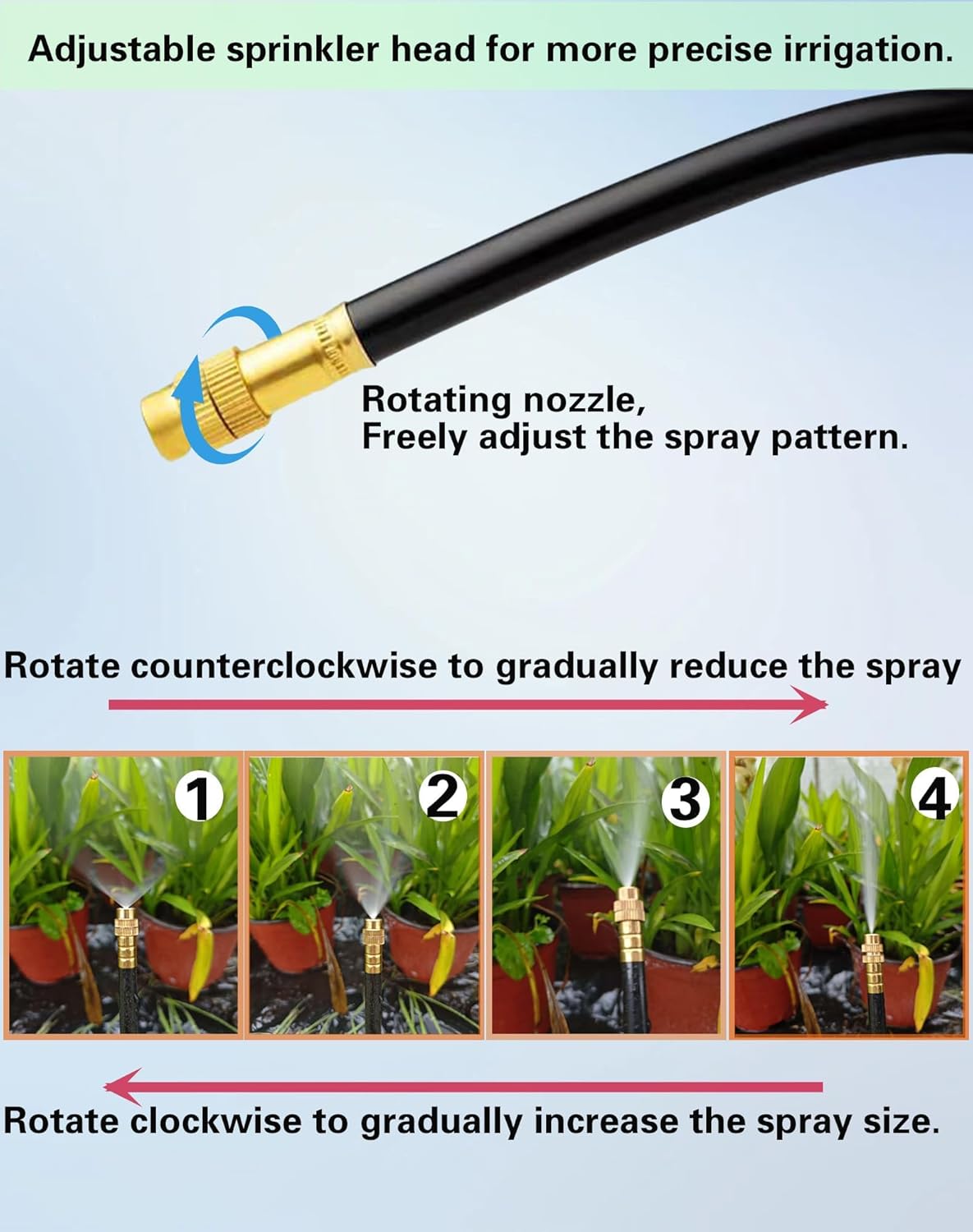 Drip Irrigation System,Automatic Garden Watering System, 360 Degree Adjustable Garden Sprinkler, High Output Mist Spray