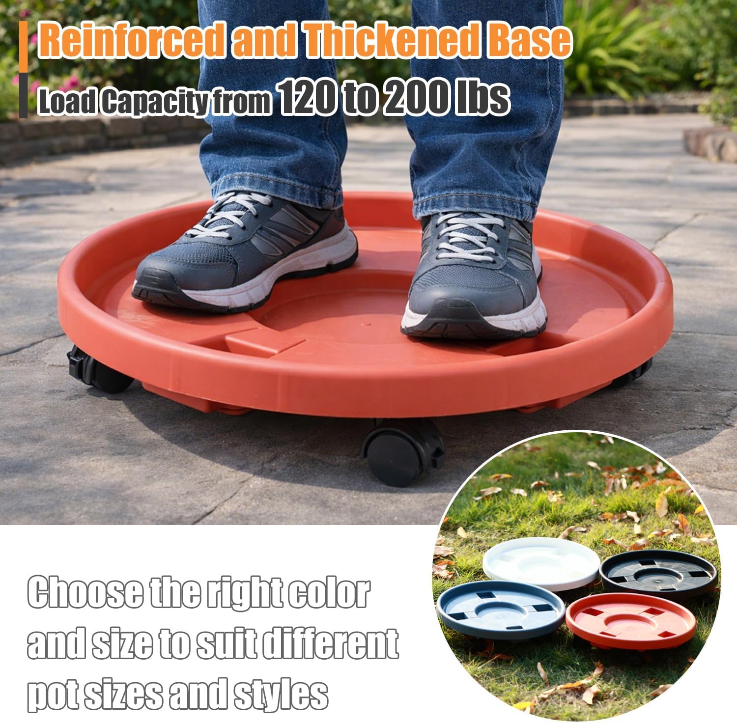 4-pack 17.3" Extra-large Plant Caddy with Wheels Plastic Plant Dolly with Casters Flower Pot Mover Rollers Wheeled