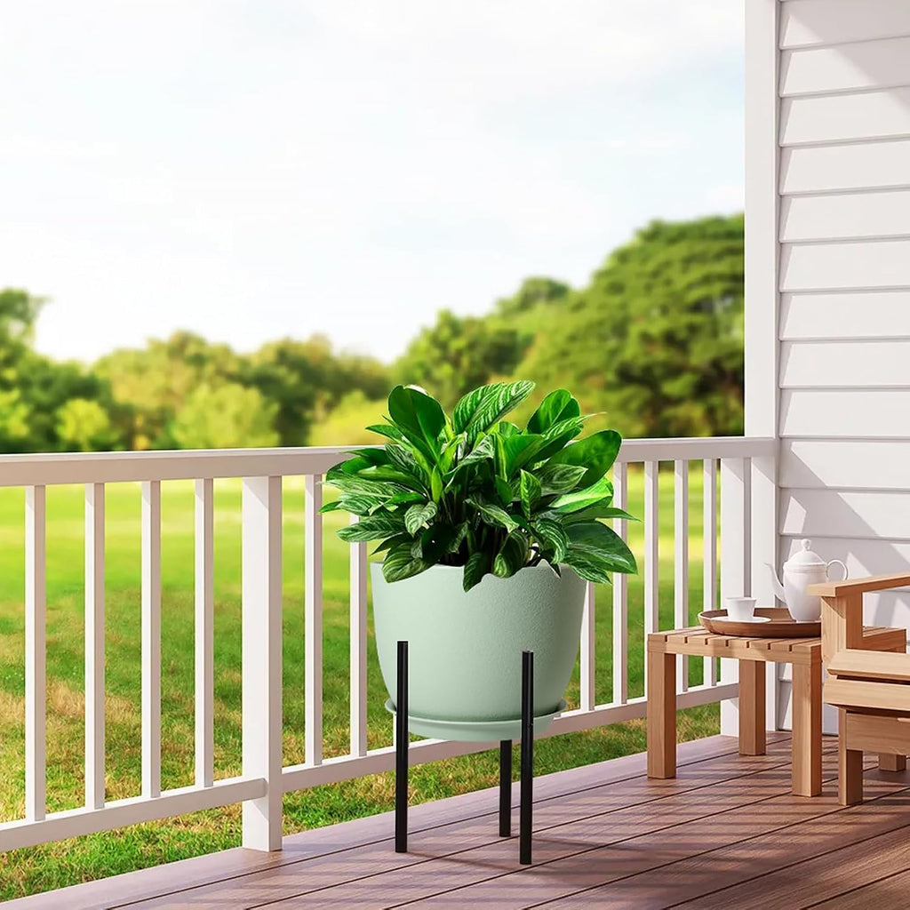 UOUZ 12/10/9 Large Modern Plant Pots, Plastic Planters with Drainage Holes and Saucers for Indoor Outdoor Plants