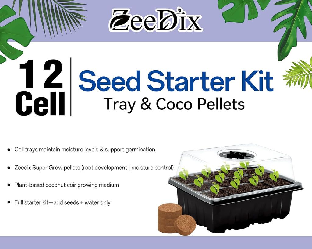 10 Set Seed Starter Tray Kits with 150 Pack Coco Coir Pellets | Adjustable Humidity Seed Germination Trays, Mini
