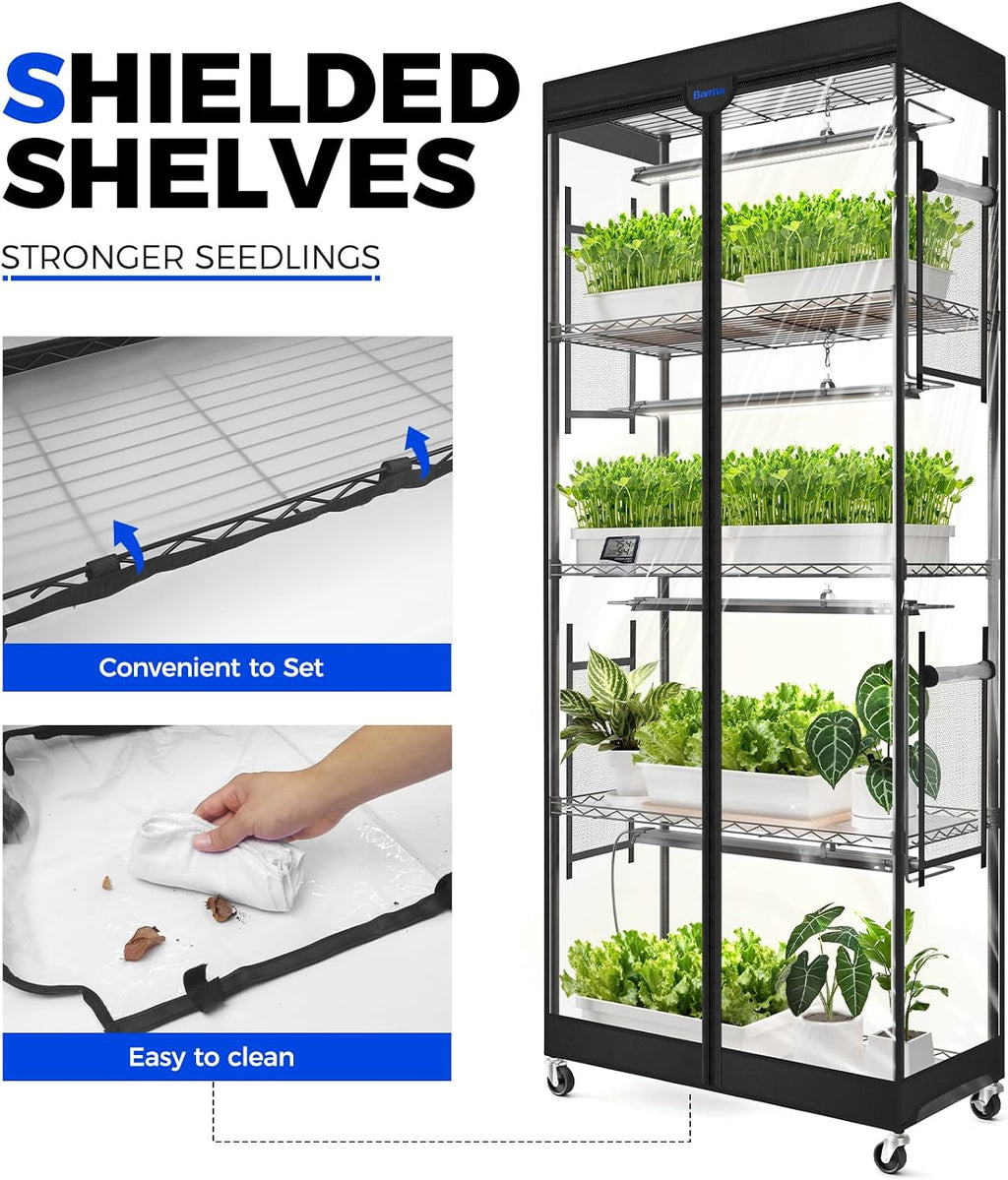 Barrina LP750 Indoor Greenhouse with Grow Light, 5 Tier Stand with Tent | Adjustable Shelf, 140W TX-S35 2FT, 5000K Full