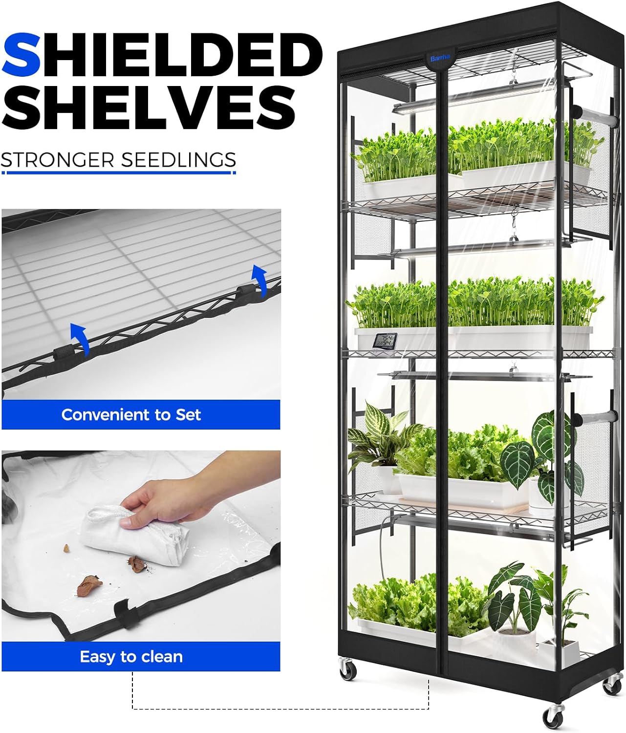 Barrina LP750 Indoor Greenhouse with Grow Light, 5 Tier Stand with Tent | Adjustable Shelf, 140W TX-S35 2FT, 5000K Full