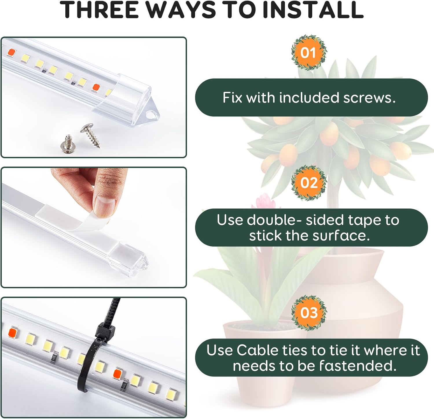 SDOVUERC 16'' 6 Bars Grow Light Strips for Indoor Plants with Auto ON/Off Timer 6/12/18H, 5 Dimmable Levels for Shelves
