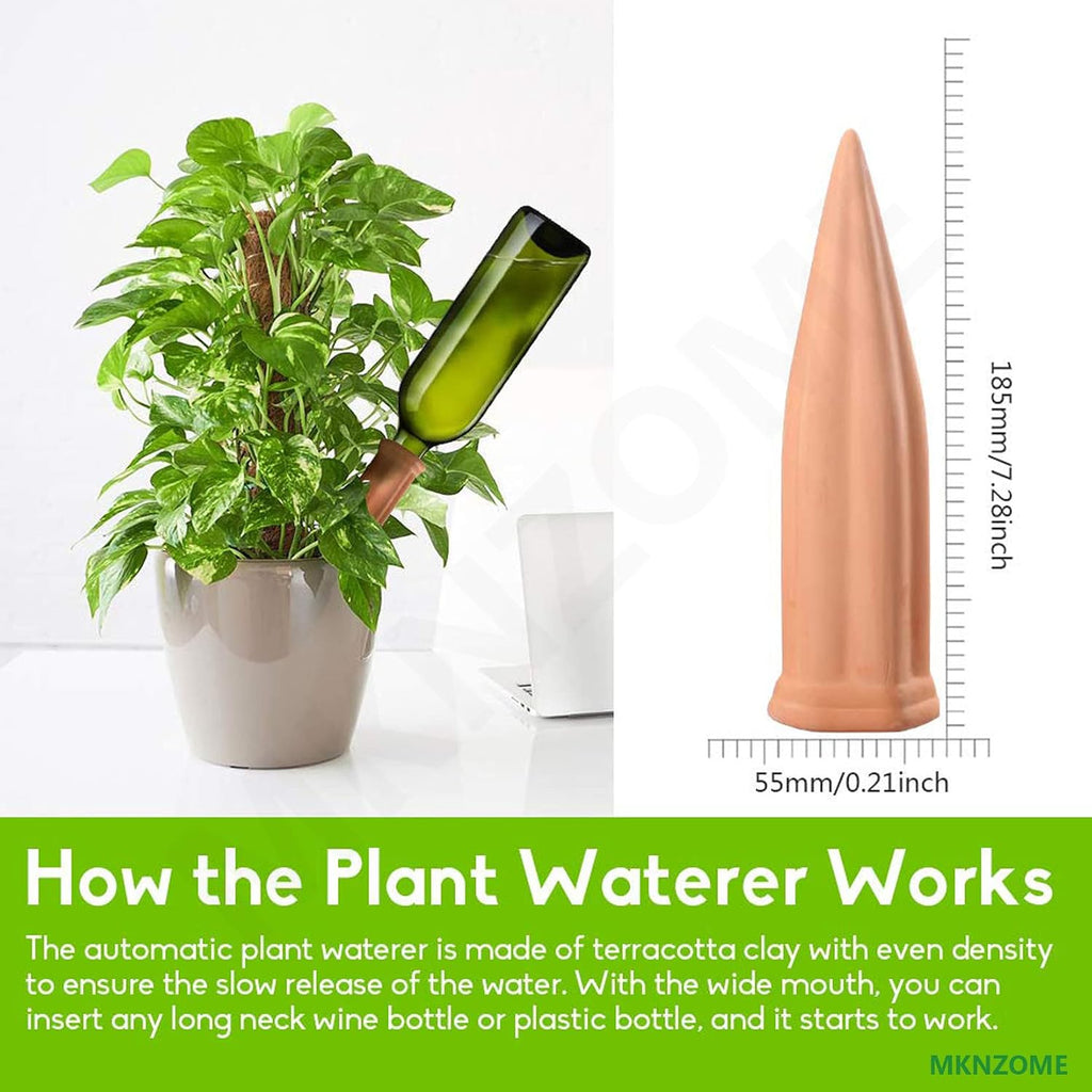 Terracotta Watering Spikes, 8 Pack Plant Watering Devices Self Watering Spikes Vacation Clay Watering Stakes Garden
