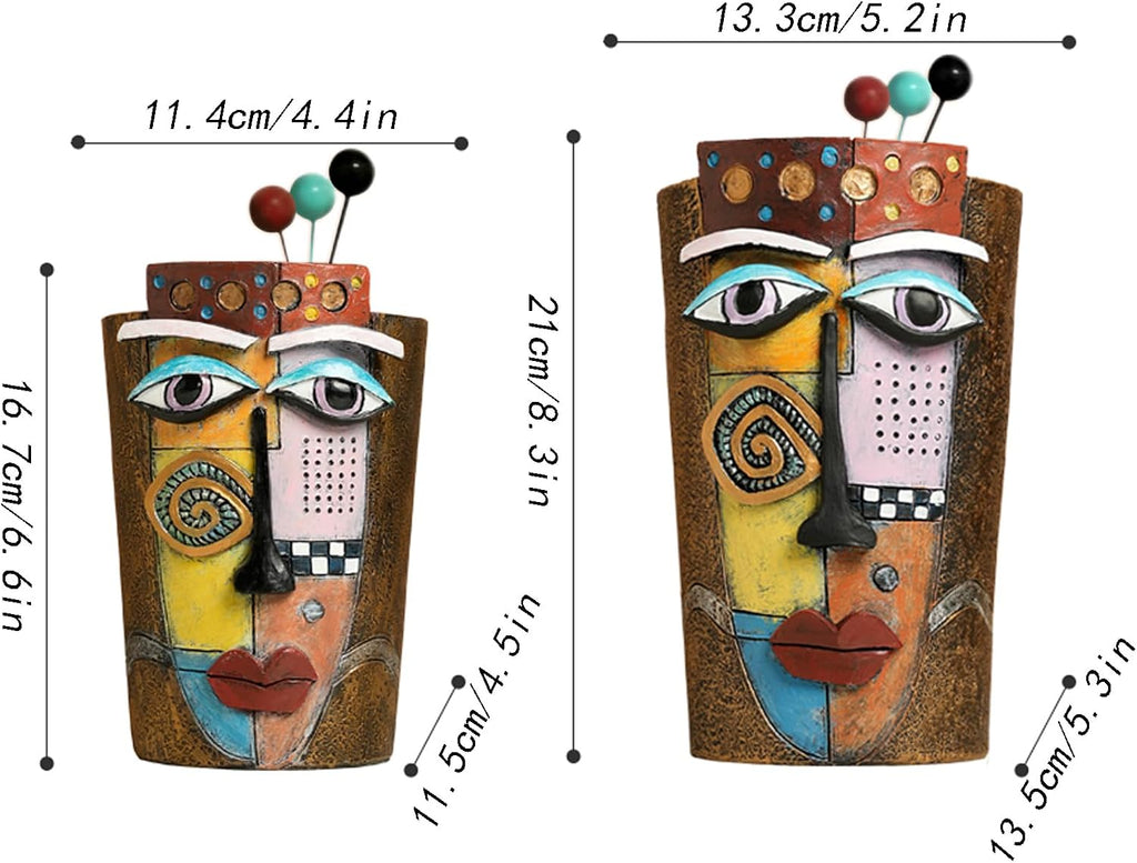 Picasso Face Planter Pots Colorful Abstract Art Planters with Facial Expressions Handmade Resin Funny Funky Plant Pots
