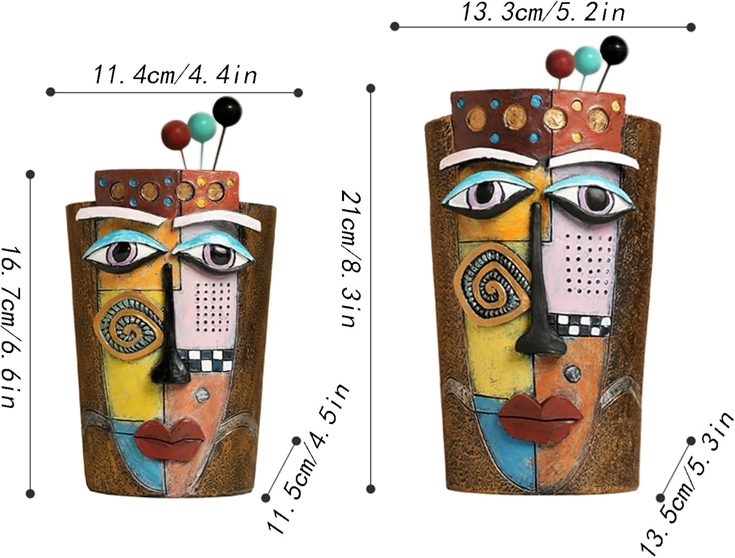 Picasso Face Planter Pots Colorful Abstract Art Planters with Facial Expressions Handmade Resin Funny Funky Plant Pots