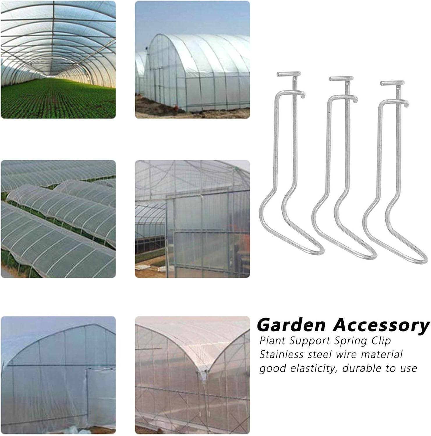 Plant Support Spring Clips, 30Pcs x 16 mm/0.63 in Diameter | Stainless Steel | Greenhouse & Garden Trellis | Fix Vines