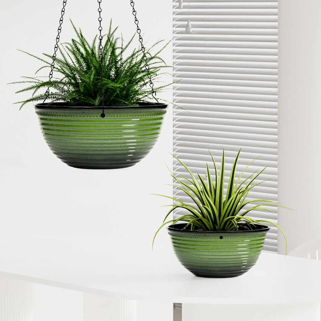 Vanslogreen 10 Inch Hanging Planter, 2 Pack Hanging Planters for Indoor Outdoor Plants, Hanging Pots with Drainage