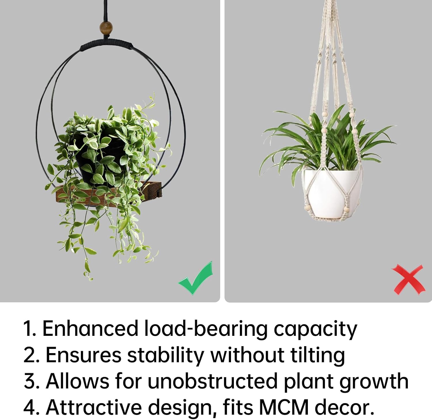 Adnkwolivt Hanging Planters for Indoor Plants - Plant Hanger Outdoor Pack of 2, Metal Plant Hanger Mid Century, Hanging