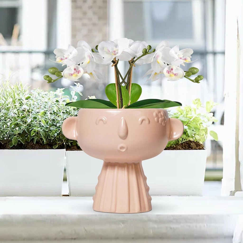 Face Flower Pots - 7 Inch Ceramic Pots for Plants Indoor Outdoor, Decorative Head Planter, Small Cute Succulent