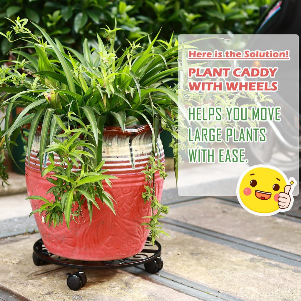 5 Pack Plant Caddy with Wheels Heavy Duty 12 Inches Metal Plant Stand on Wheels Plant dolly Rolling Plant Stand Plant