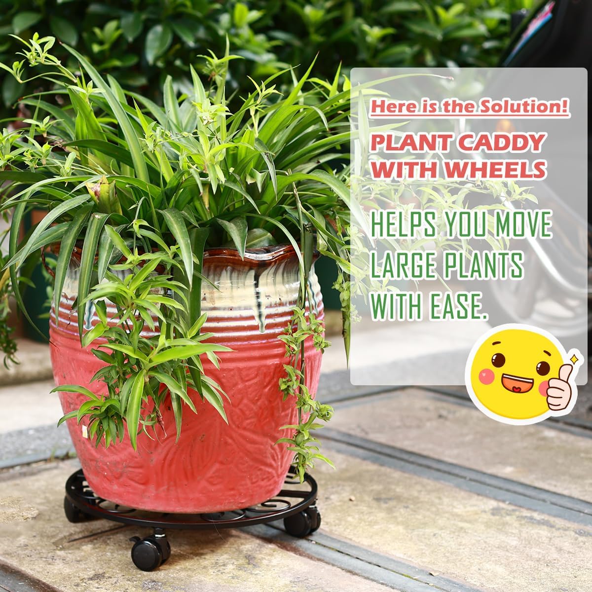 5 Packs 16” Plant Caddy with Wheels Metal Plant Stand on Wheels for Indoor and Outdoor Plants Rolling Plant Stand with