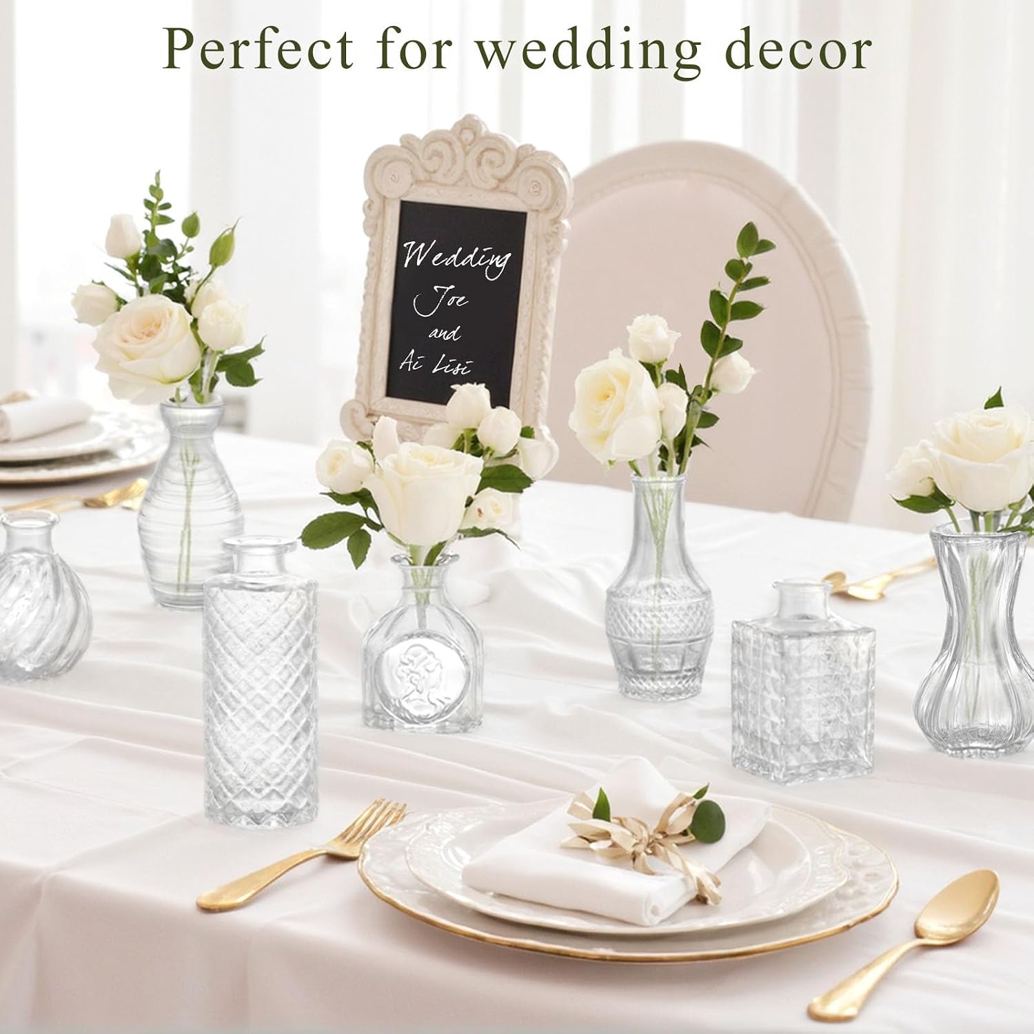 DOMESTAR 16 PCS Glass Bud Vases Set, Small Clear Cylinder Vases | Propagation Station, Plant Terrarium, Rustic Wedding
