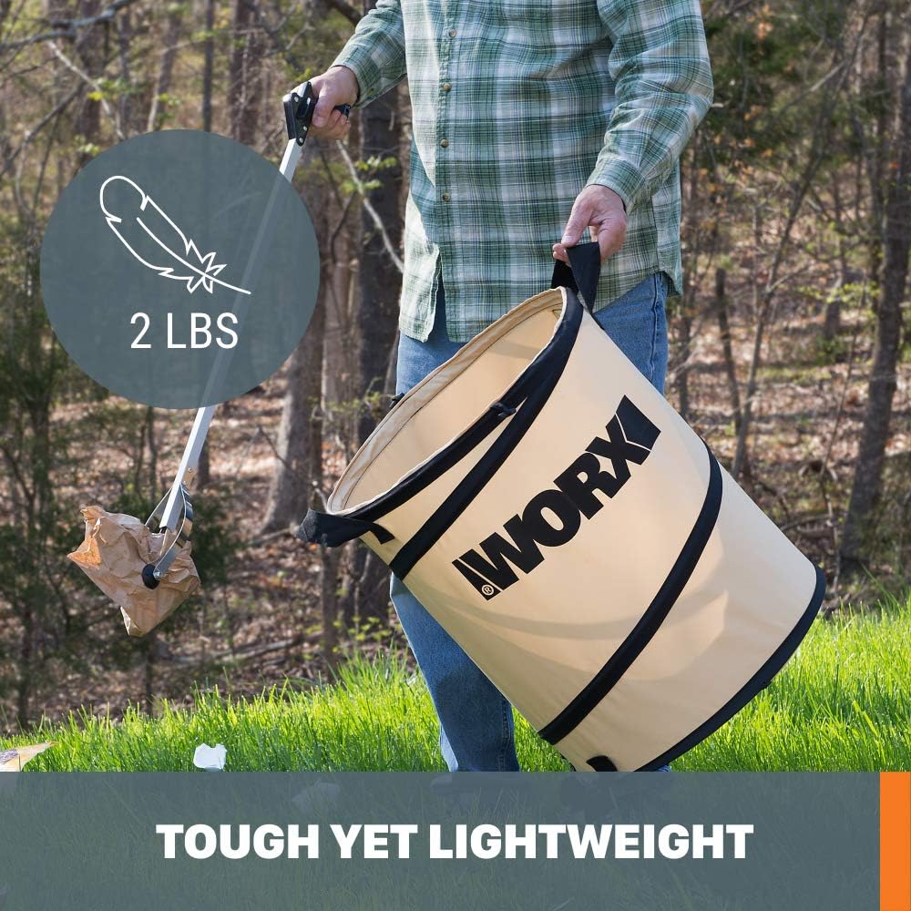 WORX 26 Gallon Collapsible Yard Leaf Collection Bin, WA0030 | Foldable, Durable Fabric Bin