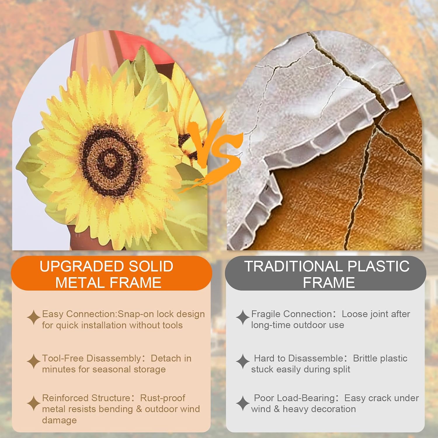 Fall Scarecrow Garden Yard Stake Set of 2,Thanksgiving Outdoor Decor | Weatherproof, Rustic Metal Stake, Fall Harvest