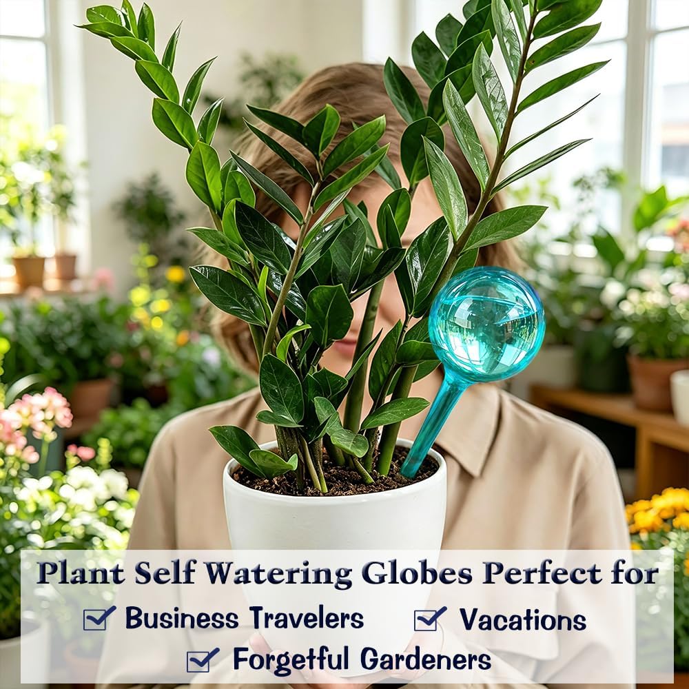Plant Self Watering Globes, Large 12pcs Flower Automatic Watering Bulbs, Plastic Plant Flower Self Watering Devices
