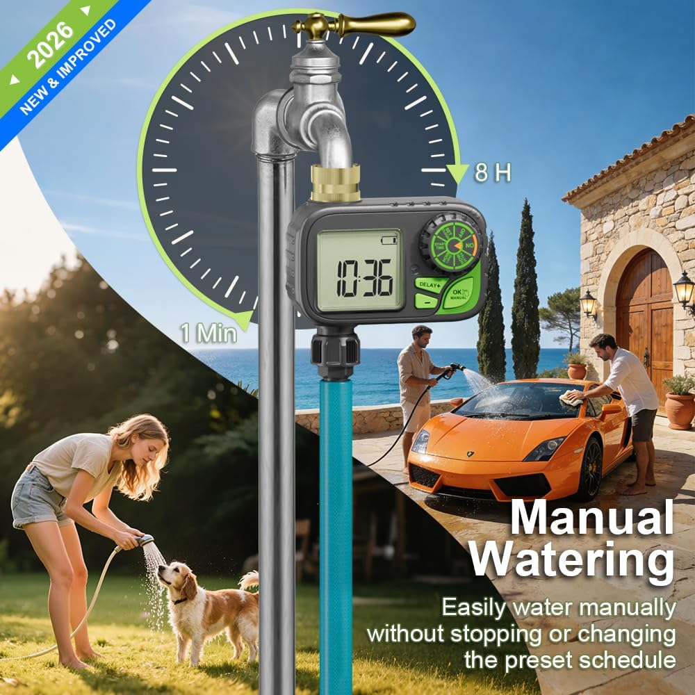 Sprinkler Timer, Digital Water Hose Timer Irrigation Controller | Programmable waterproof watering timer with rain