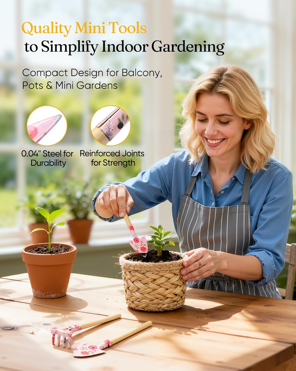 12-Piece Gardening Tool Set, Heavy-Duty Garden Tools for Women | Floral Print Rust-Proof Trowel, Rake, Weeder & Pruner