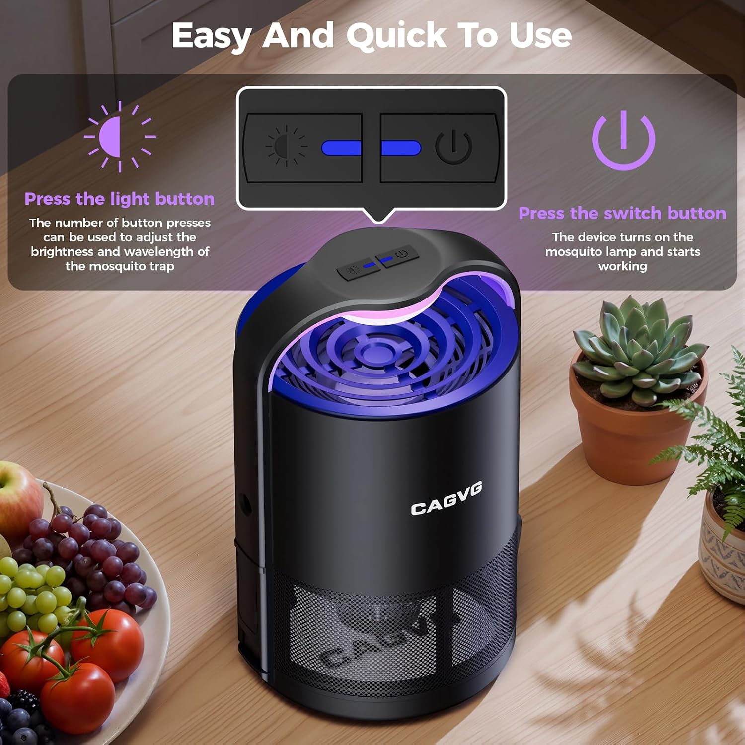 Fruit Fly Traps for Indoors, Indoor Fly Trap with Adjust Lighting, Black | Plug-in Gnat & Fruit Fly Killer for Home