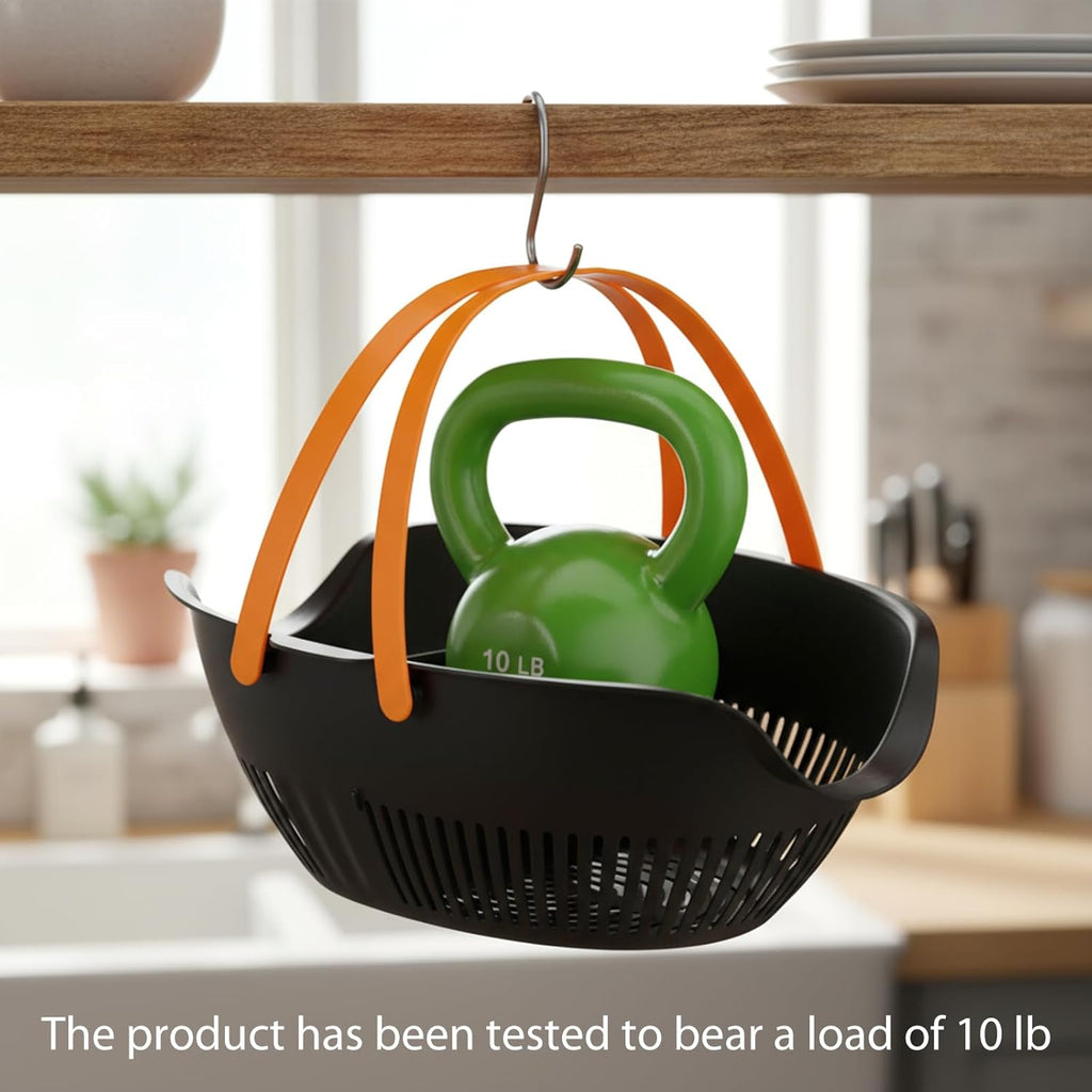 Nuogo 3 Pcs Garden Harvest Basket with Dividers Tool Caddy,Black | Removable Partitions, Doubles Colander for Veggies