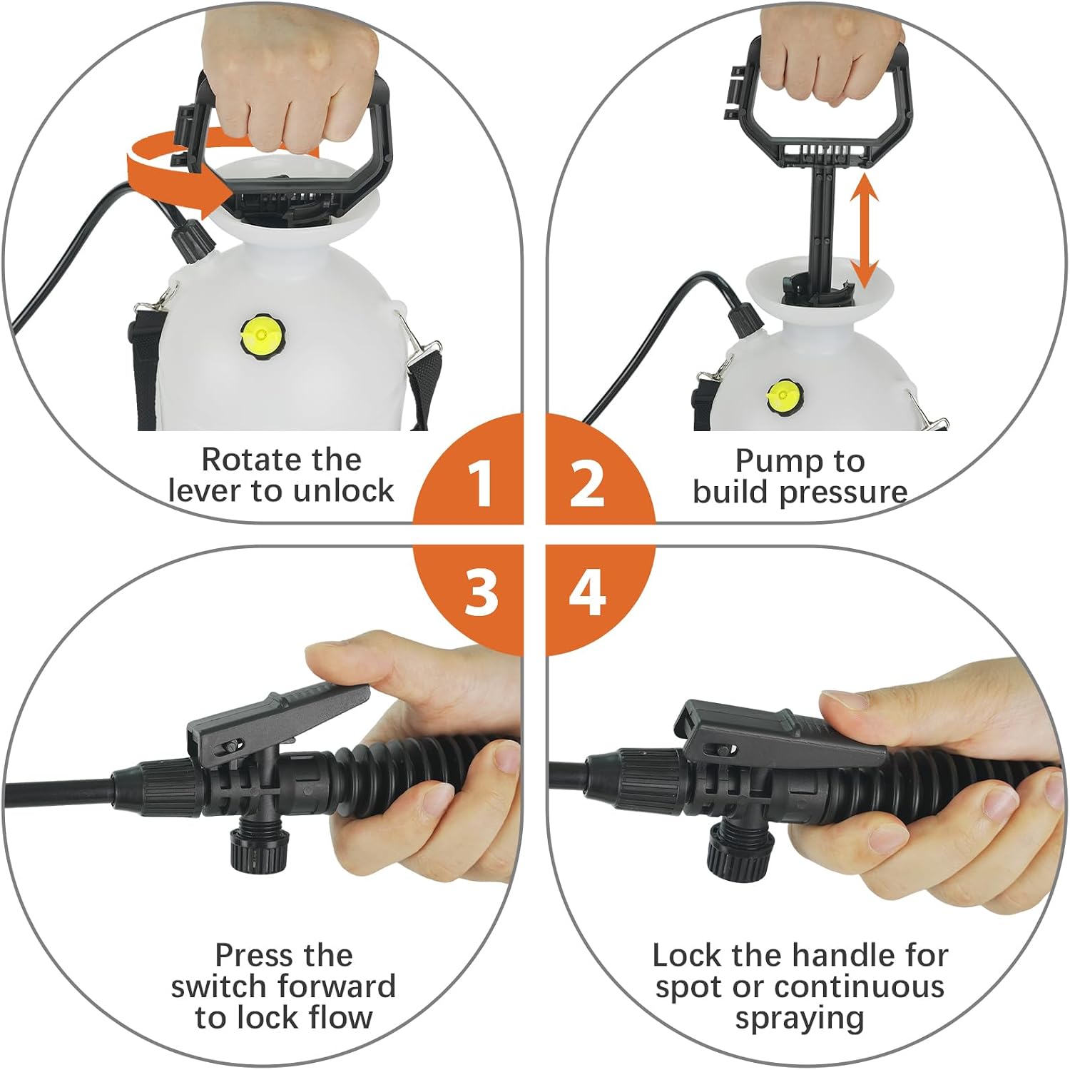 1 Gallon/3.78L Pressure Sprayer - Multi-Use Pump Mister for Garden, Lawn & Home with 2 Nozzles, Shoulder Strap & Gloves