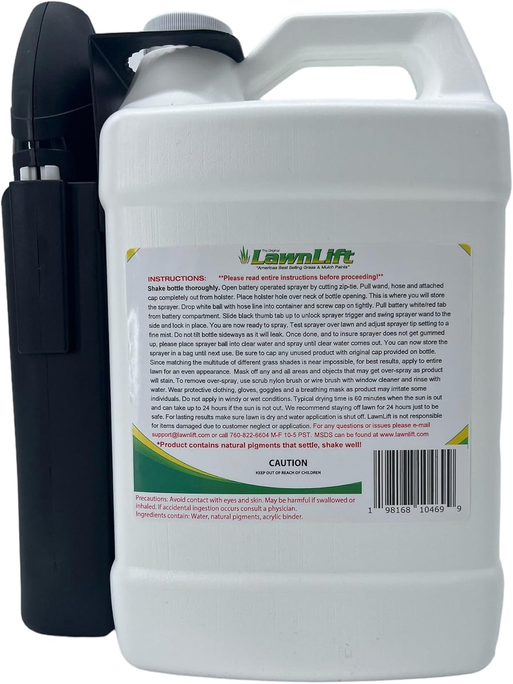 1-gallon ready to use grass paint, shake and spray pro with electric sprayer wand. No more messy mixing. Instantly