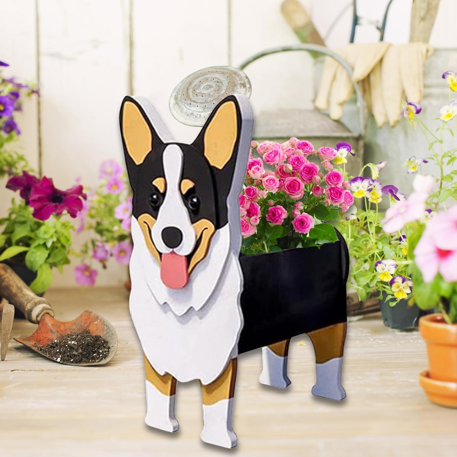 Welsh Corgi Dog Planter Pots, Animal Shaped Flower Pot | Large Cute Plant Gift for Women and Pet Lovers, Indoor Outdoor