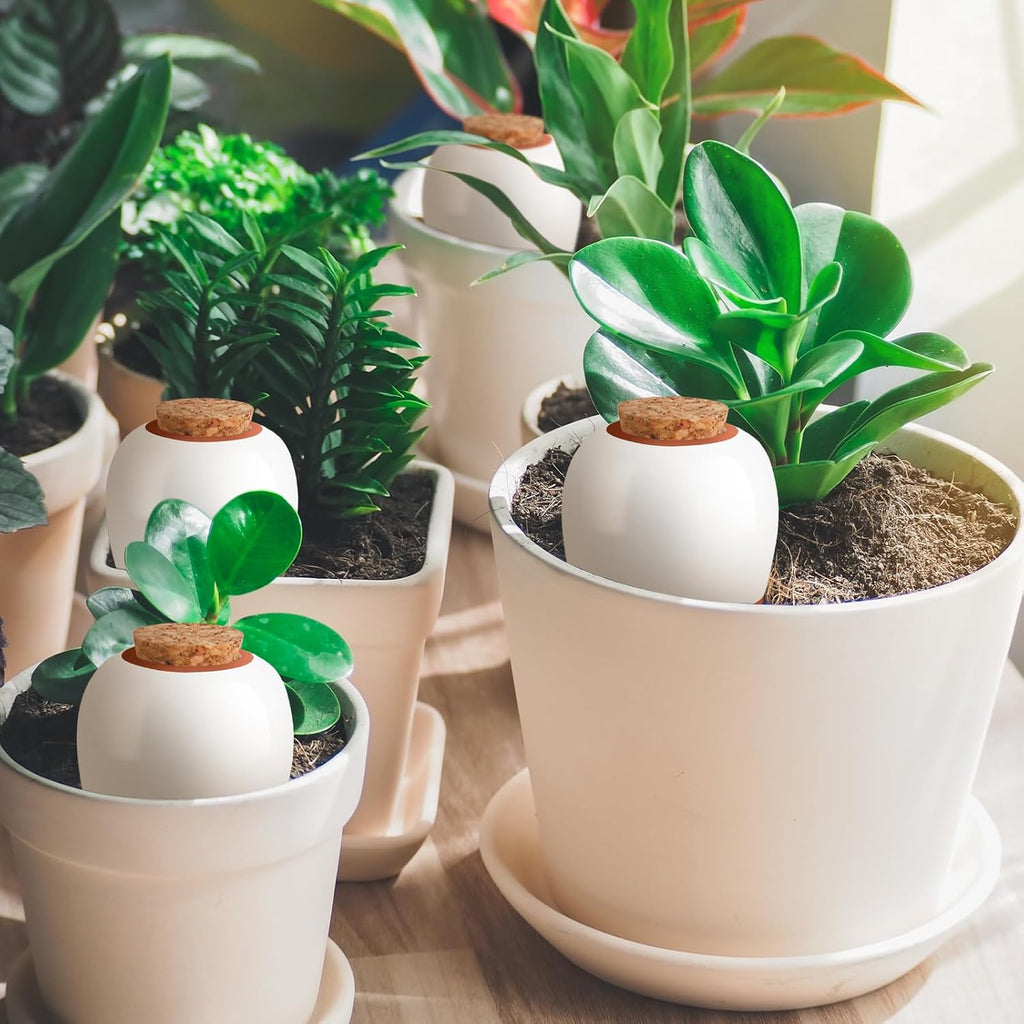 Terracotta Watering Spikes, 4 Pack Ollas Self Watering Globes | Slow Release Self Watering Planter Insert, Plant