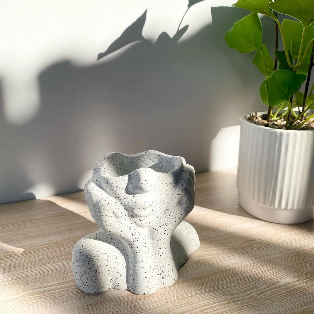 Abstract Face Flower Pot Silicone Mold Succulent Planter Vase Plaster Concrete Mold Candle Pen Holder Mold Cement Clay