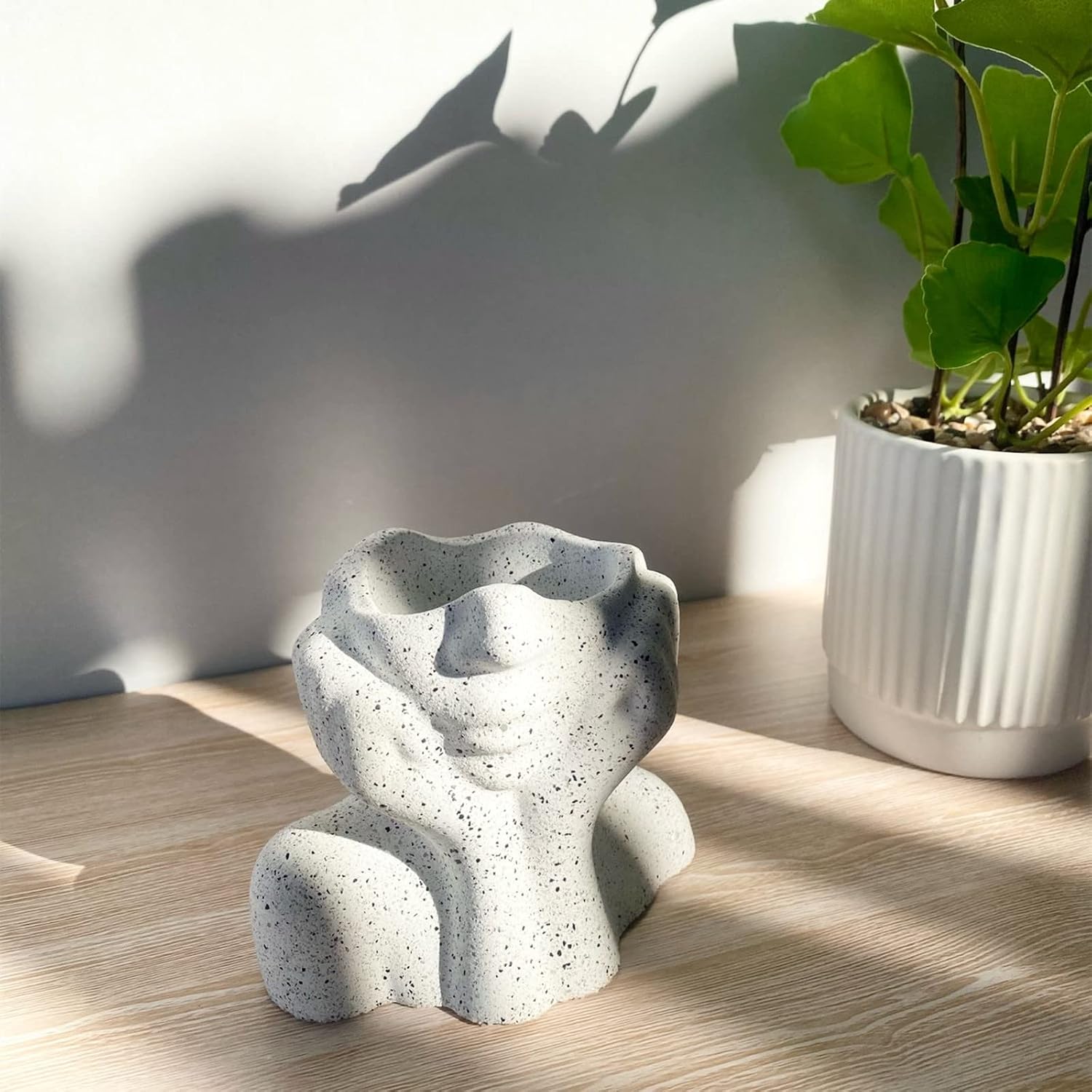 Abstract Face Flower Pot Silicone Mold Succulent Planter Vase Plaster Concrete Mold Candle Pen Holder Mold Cement Clay